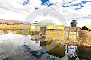 Floating Islands on Lake Titicaca Puno, Peru, South America. Dense root that plants Khili photo