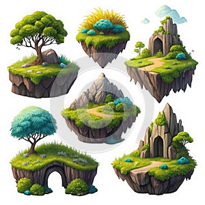 Floating islands with trees and pathways