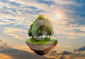 Floating islands with trees in the sky World Environment Day World Conservation Day environment