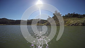 Floating in Lake Narrows on Sunny Day POV