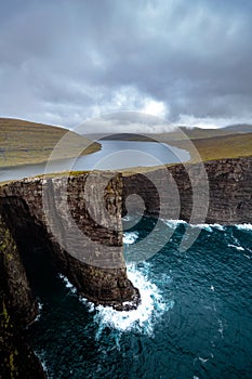 Floating lake on a stormy day