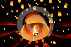 Floating lantern festival, Yi Peng in Chiang mai, Thailand photo