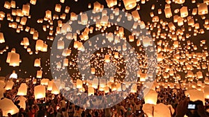 Floating lanterns in Chiangmai, Thailand.