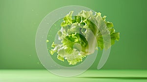 Floating Lettuce with Water Droplets