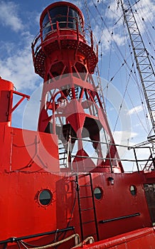 Floating light house in flaming red