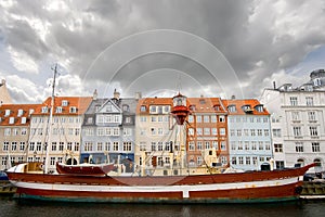 Floating lighthouse moored at Nyhavn