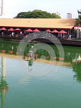 A floating market.