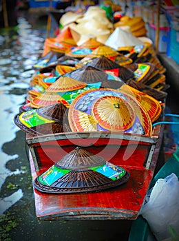 Floating market hat boat