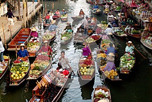 Floating market in Thailand.