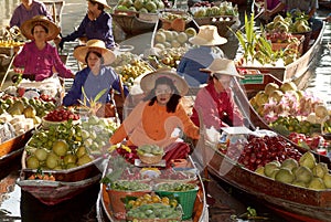Floating market in Thailand.