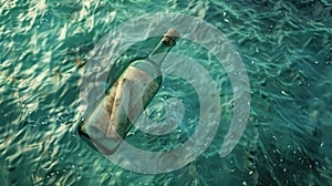 The floating message bottle.AI generated image