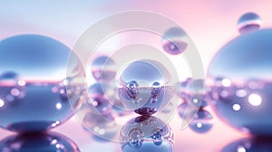 Floating Metallic Spheres in Pastel Light