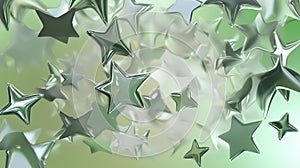 Floating Metallic Stars In Ethereal Green Glow photo