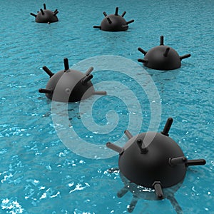 Floating mines at sea photo