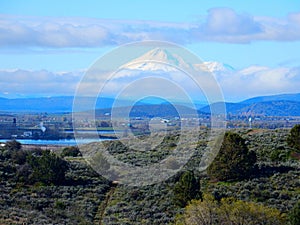 A floating Mount Shasta ~ my view in Klamath Falls Oregon