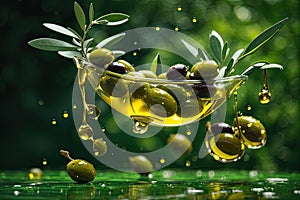 Floating Olive Artistry: A Glimpse of Elegance in Midair