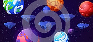Floating platform space game level ui background
