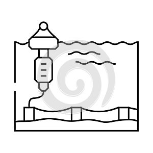 floating platform tidal power line icon vector illustration