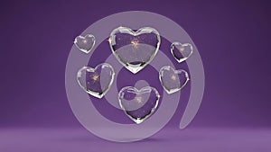 Floating Purple Heart Shapes