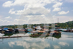 Floating raft house village at Sangkhlaburi