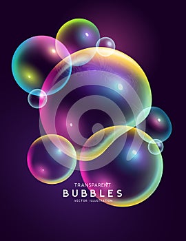 Floating Rainbow Bubbles Vector Illustration