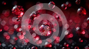 Floating red droplets - generative ai photo