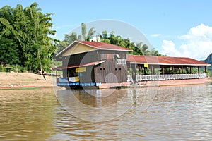 Floating restaurant at Mekong river, Luang Prabang, Laos