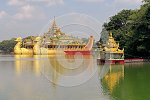 Floating royal barge in Yangon, Myanmar