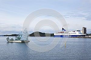 Floating sculpture in front of the Opera House in Oslo