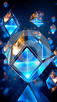 Floating shiny cube diamonds background