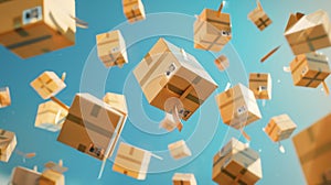 The floating shipping boxes.AI generated image