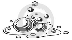 Floating Soap Bubbles, Cleanliness and Lightness Icon, vector design Generative AI