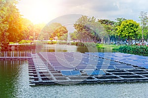 Floating solar panels or solar cell clean energy technology photo