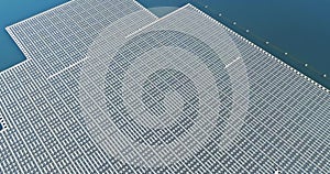 The floating solar park farm in solarpanels float in the water