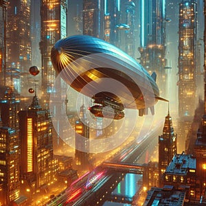 Floating steampunk airship docks, AI generated image