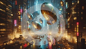 Floating steampunk airship docks, AI generated image