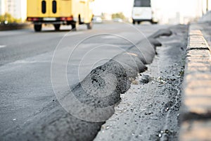 Floating substandard asphalt. Poor quality road