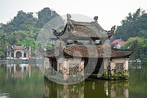 Floating temple in Thay Pagoda or Chua Thay, one of the oldest Buddhist pagodas in Vietnam, in Quoc Oai district, Hanoi