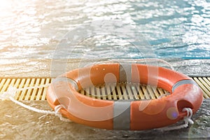 Floating tires on swiming pool