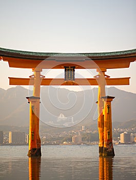 Floating torii gate of Itsukushima Shrine at Miyajima island