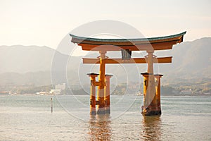 Floating torii gate of Itsukushima Shrine at Miyajima island