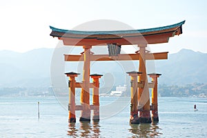 Floating torii gate of Itsukushima Shrine at Miyajima island