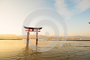Floating torii gate of Itsukushima Shrine at Miyajima island