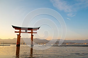 Floating torii gate of Itsukushima Shrine at Miyajima island