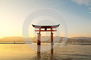 Floating torii gate of Itsukushima Shrine at Miyajima island