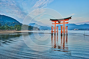 The Floating Torii gate in Miyajima, Japan