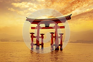 Floating torii, shinto shrine gate, Itsukushima, Japan