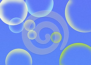 Abstract blue background with floating bubbles and light reflections