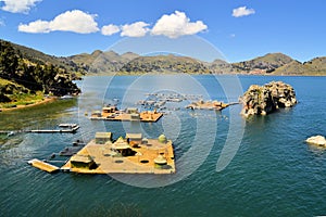 Floating Uros islands, lake Titicaca, Bolivia/Peru photo