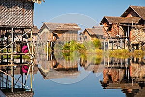 Floating village in Inle lake